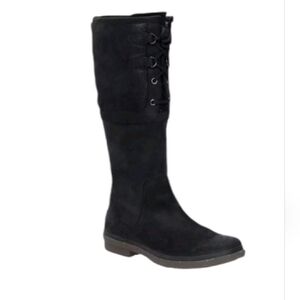 UGG Black Leather Elsa Boots Sz 9 Waterproof Shearling Lined Lace Up Rain Snow